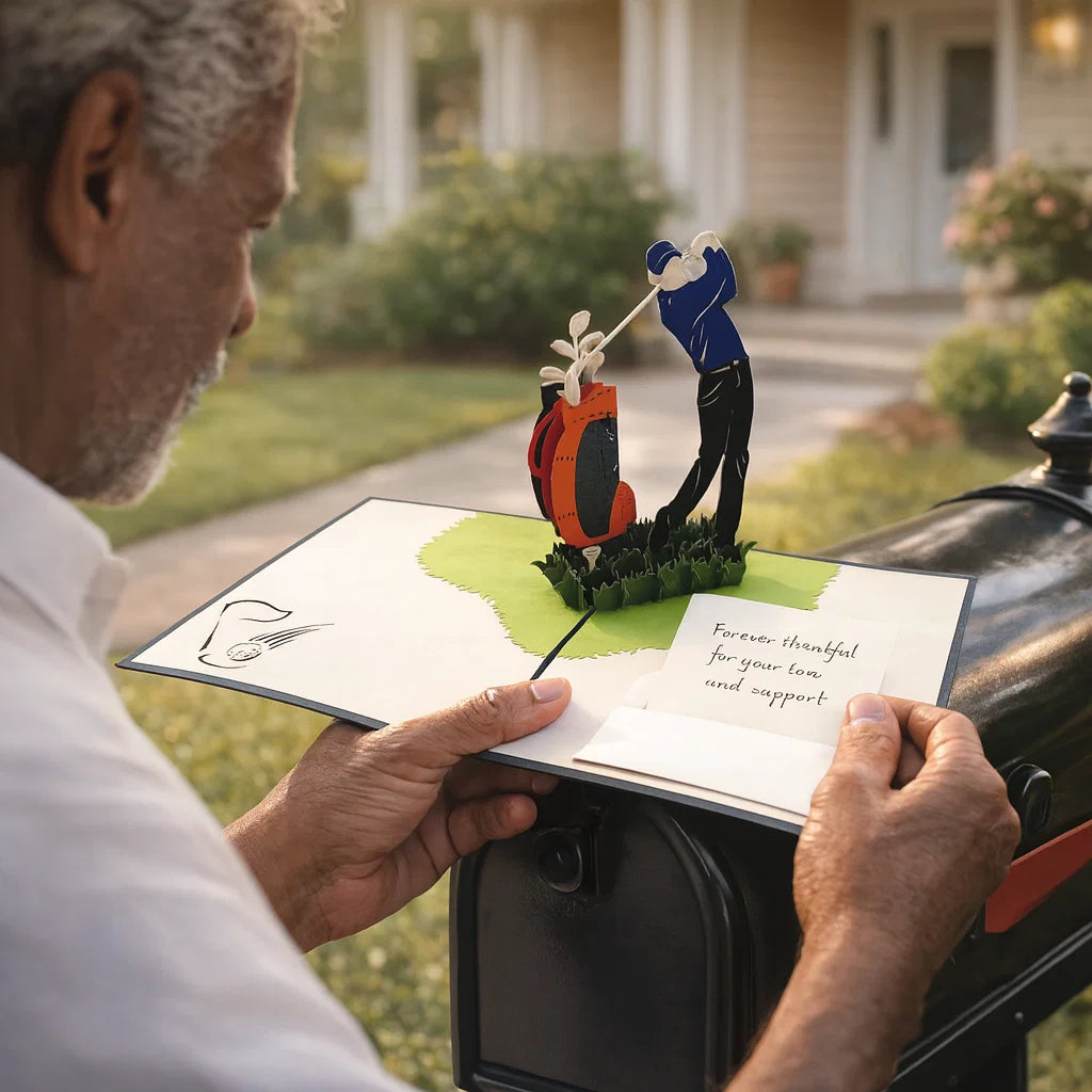 Golf Player 3D Pop Up Greeting Card