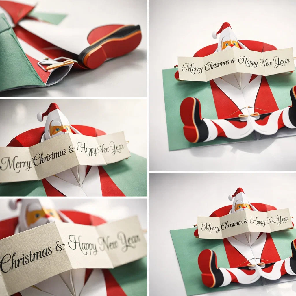 Santa Claus Lying on Floor 3D Pop Up Greeting Card