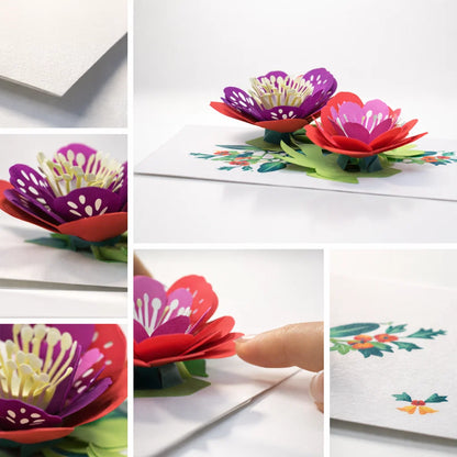 Colorful 3D flower-shaped matchboxes on a white background