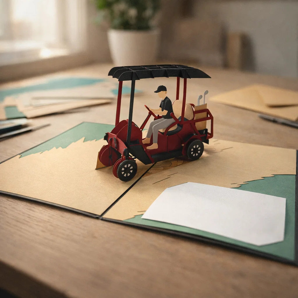 Golf Cart 3D Pop Up Greeting Card