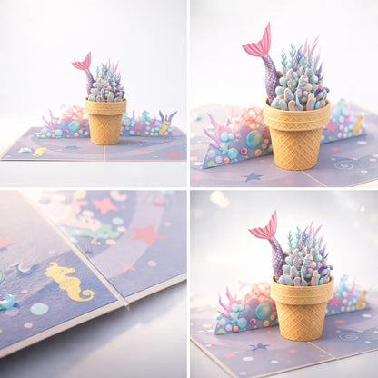 Mermaid Icecream 3D Pop Up Greeting Card