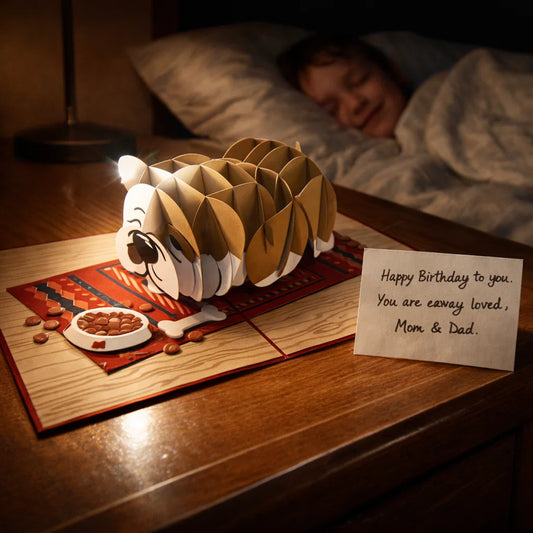 Snoozy Dog 3D Pop Up Greeting Card