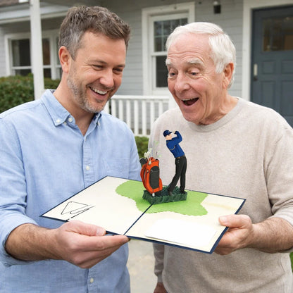 Golf Player 3D Pop Up Greeting Card