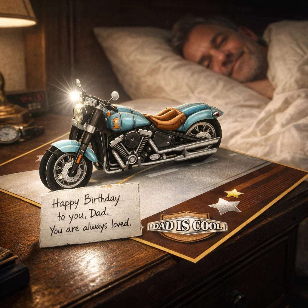 Motorcycle Race Ready 3D Pop Up Greeting Card