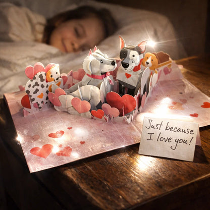 Puppies in Love 3D Pop Up Greeting Card