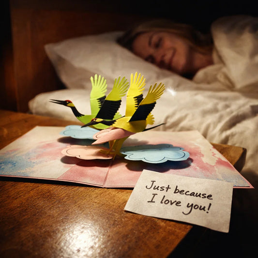 Crane Rainbow Magic 3D Pop Up Greeting Card