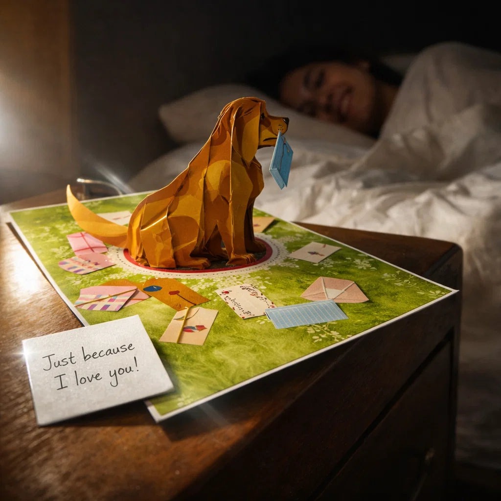 Pup's Love Letter 3D Pop Up Greeting Card