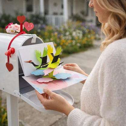 Crane Rainbow Magic 3D Pop Up Greeting Card