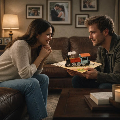 Love Train 3D Pop Up Greeting Card