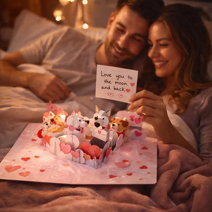 Puppies in Love 3D Pop Up Greeting Card