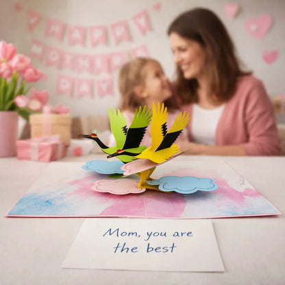 Crane Rainbow Magic 3D Pop Up Greeting Card