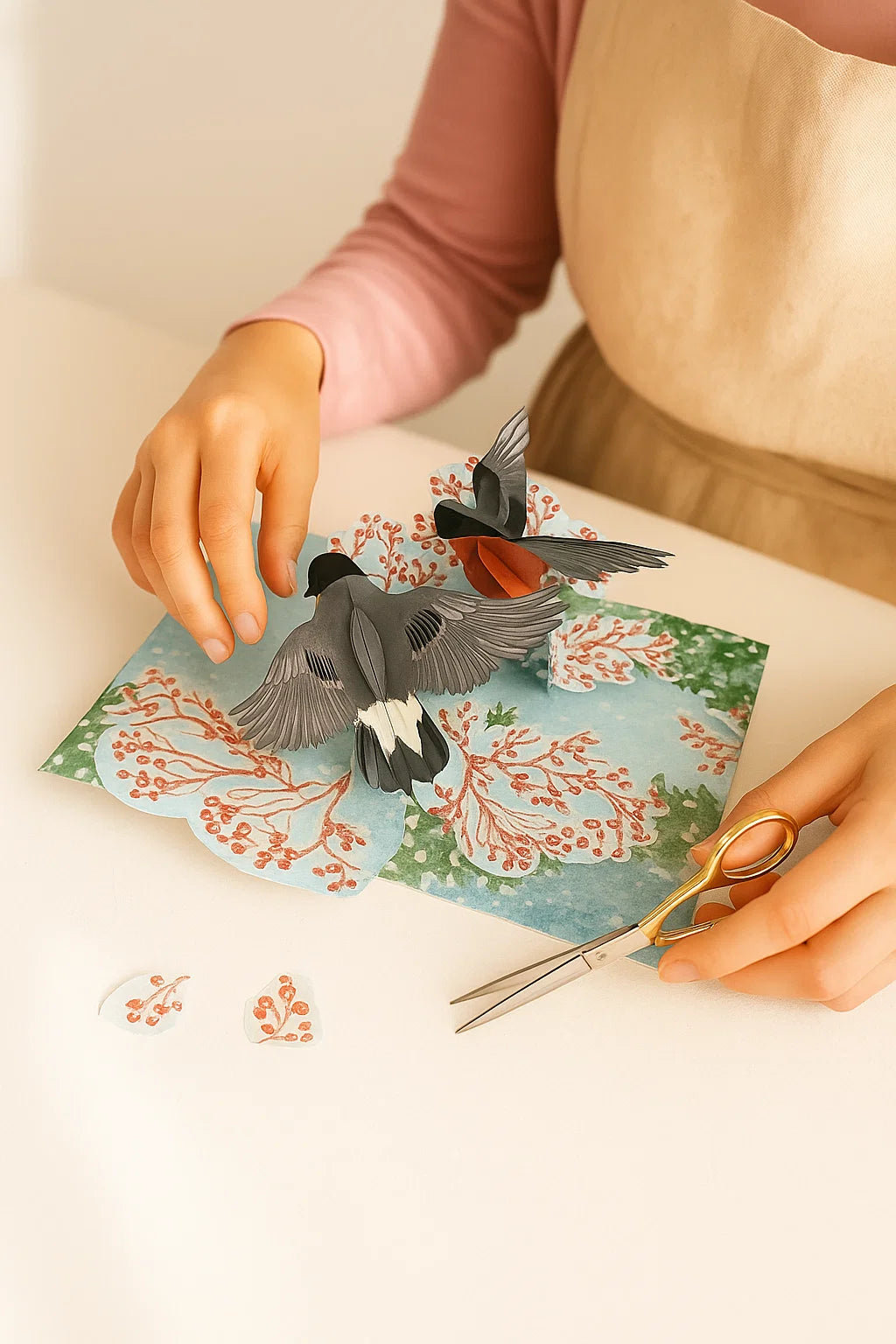 Christmas Love Birds 3D Pop Up Greeting Card