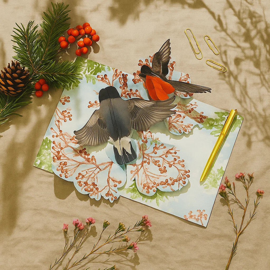 Christmas Love Birds 3D Pop Up Greeting Card