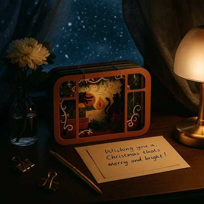 Christmas Holiday Night with Cats 3D Pop Up Greeting Card